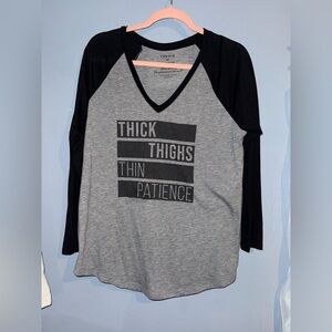 Torrid Black and Gray Long Sleeve Tee